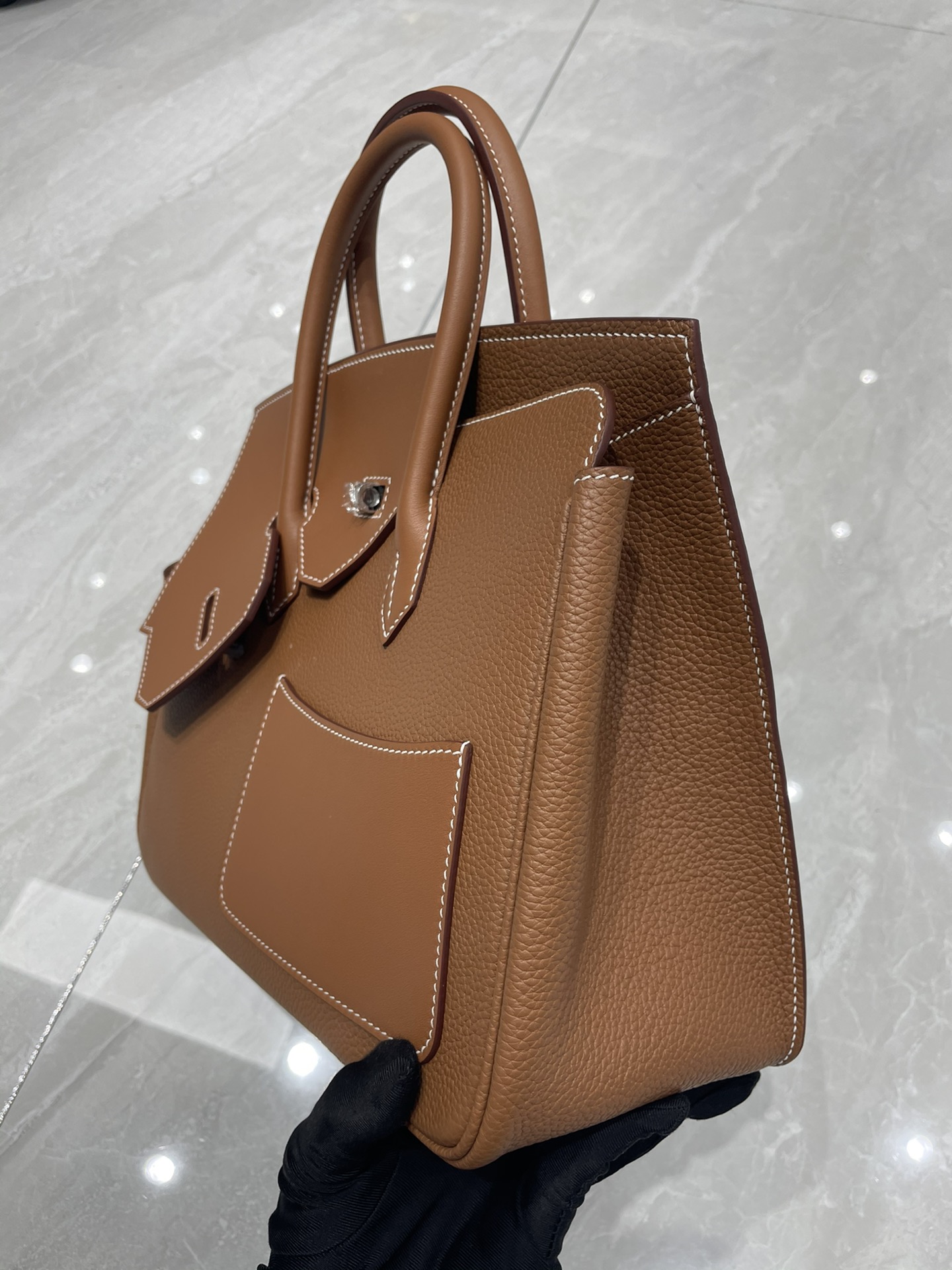 Hermes Birkin 30CM Swift and Togo Leather Handbag Brown